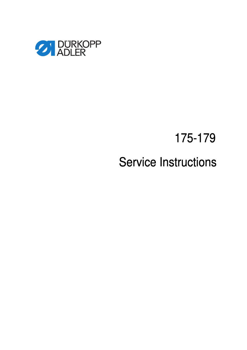 Page n°1 - Manuel utilisateur Dürkopp Adler 175