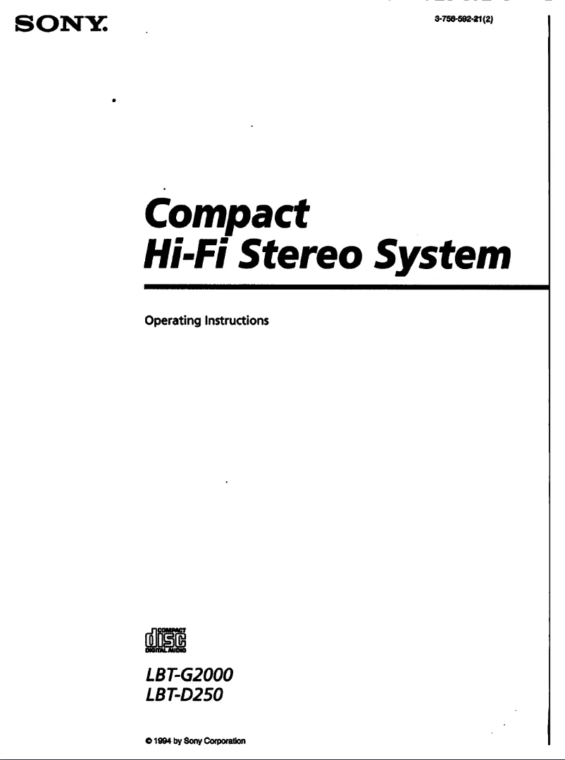 Page 1 de la notice Manuel utilisateur Sony LBT-D250