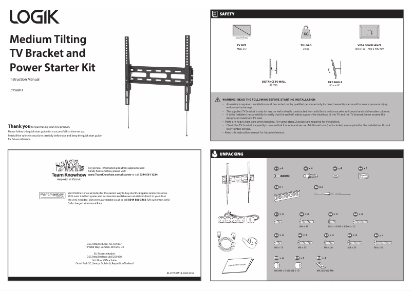 Page n°1 - Manuel utilisateur Logik LTPSKM18