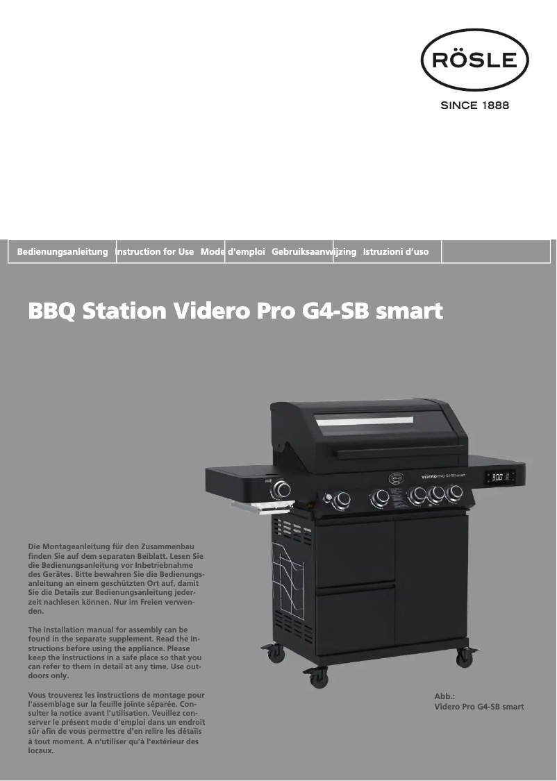 Página 1 del manual Manual de usuario Roesle VIDERO PRO G4-SB smart