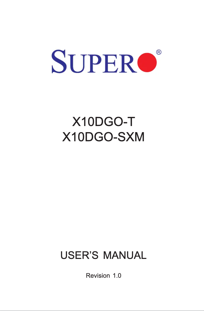 Image de la première page du manuel de l'appareil X10DGO-SXM