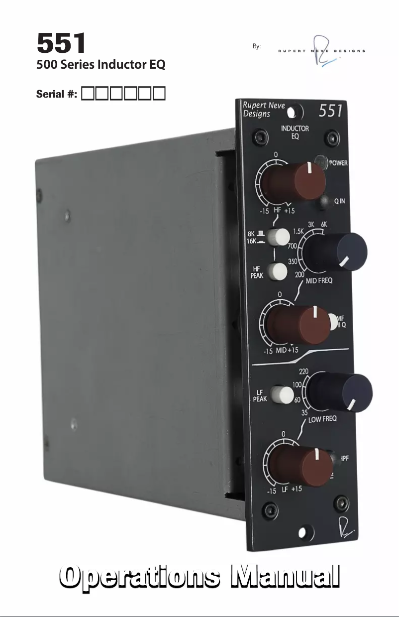 Page 1 de la notice Manuel utilisateur Rupert Neve Designs 551