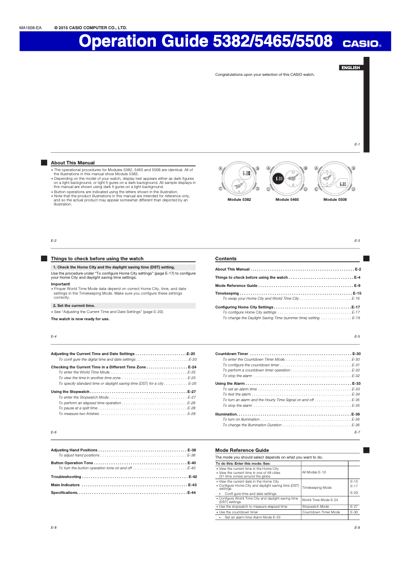 Page n°1 - Manuel utilisateur Casio Baby-G BGA-190