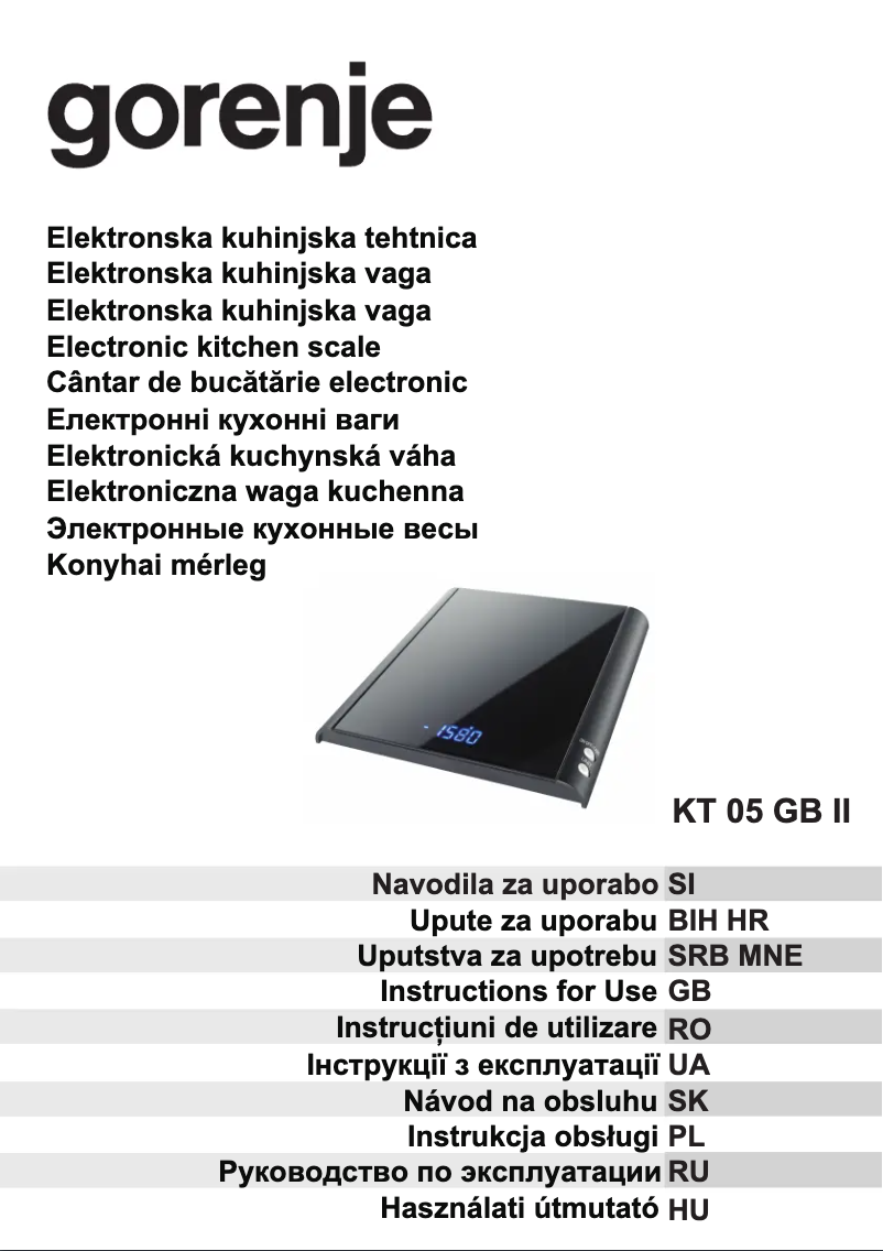 Página 1 del manual Manual de usuario Gorenje KT05GBII