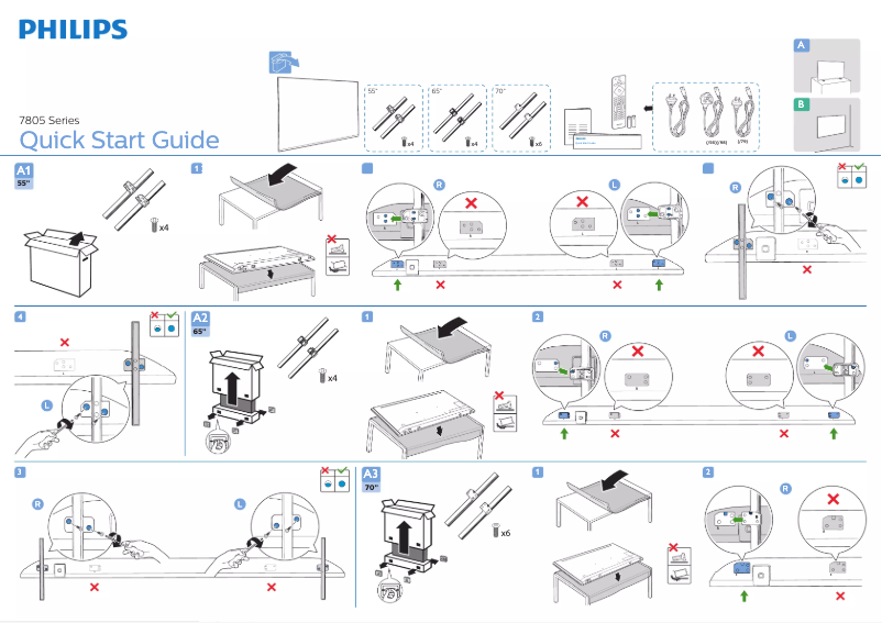 Page 1 of the manual Quick Start Guide Philips 70PUT7805