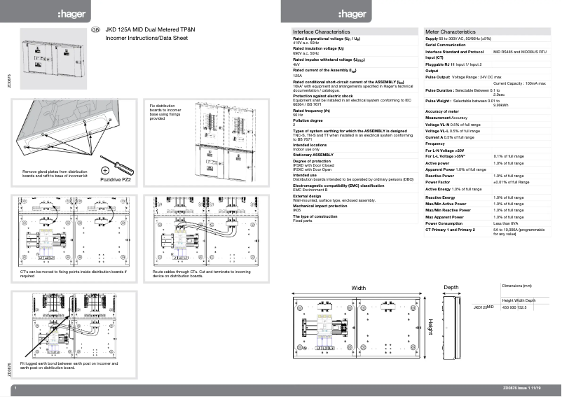 Page 1 de la notice Guide d'installation Hager JKD250MID