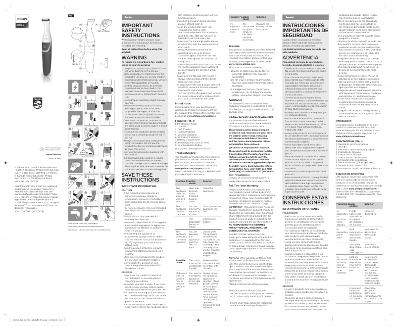 Página 1 del manual Manual de usuario Philips BikiniGenie BRT386