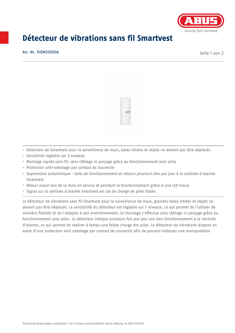 Image de la première page du manuel de l'appareil Smartvest