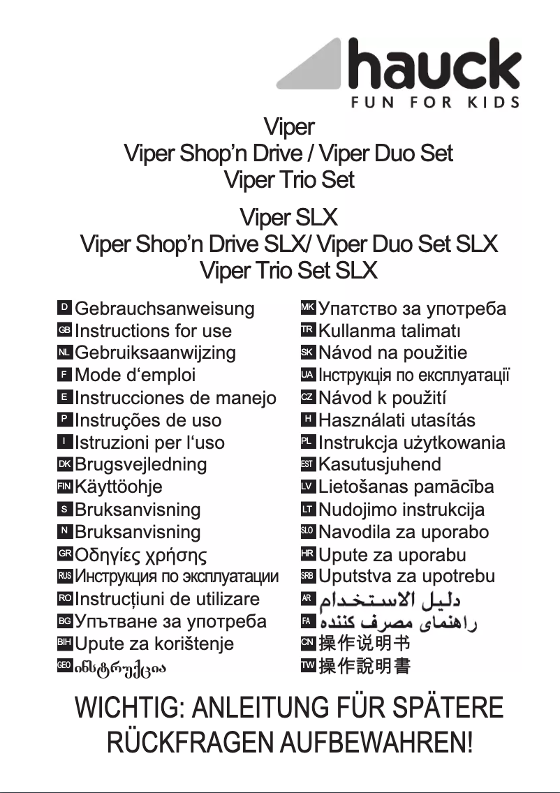 Page 1 de la notice Manuel utilisateur Hauck Viper SLX Trio Set