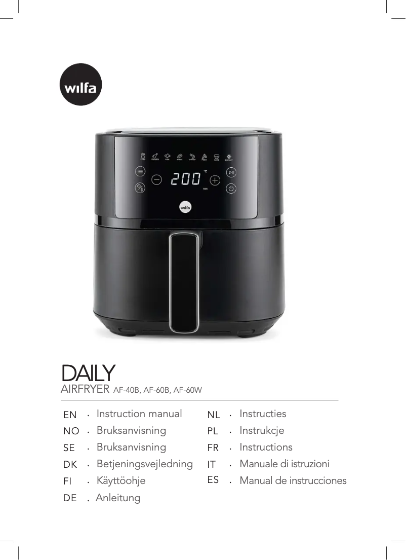 Page 1 de la notice Manuel utilisateur Wilfa Daily AF-60W