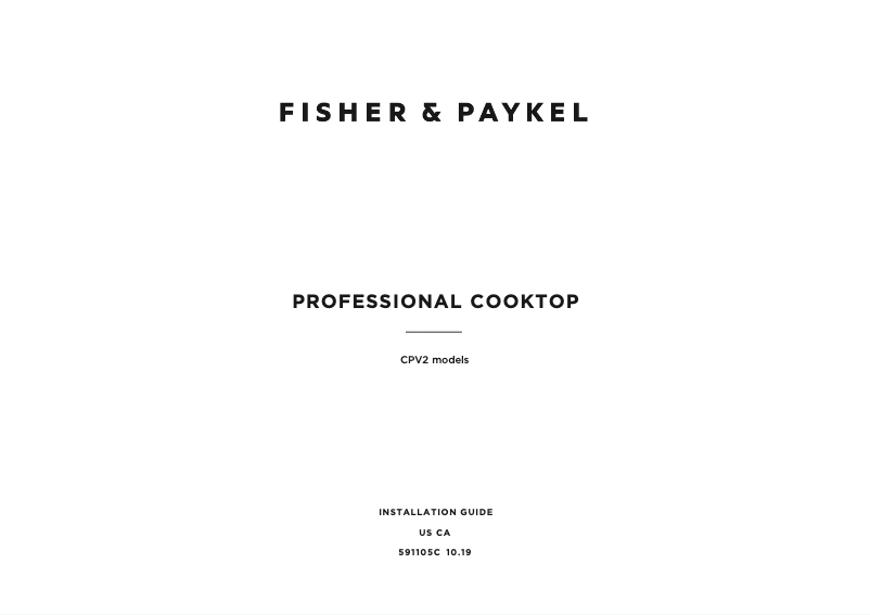 Page 1 de la notice Guide d'installation Fisher & Paykel CPV2-486GDL