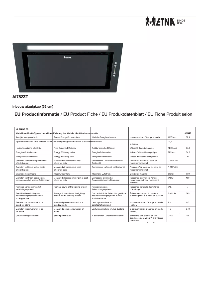 Image de la première page du manuel de l'appareil AI752ZT