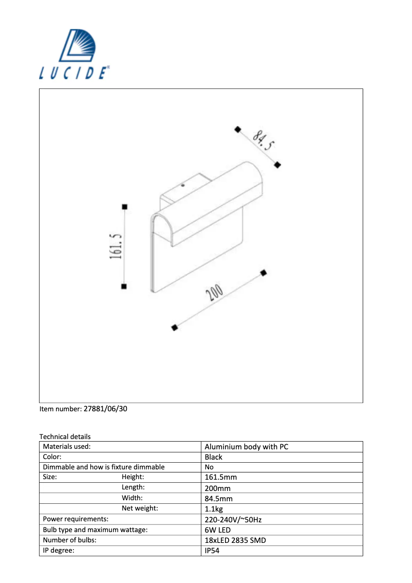 Page n°1 - Manuel utilisateur Lucide Thesi LED