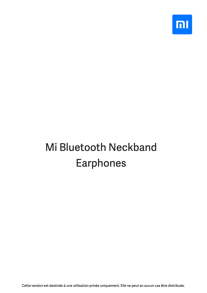 Page n°1 - Manuel utilisateur Xiaomi Mi Bluetooth Neckband Earphones