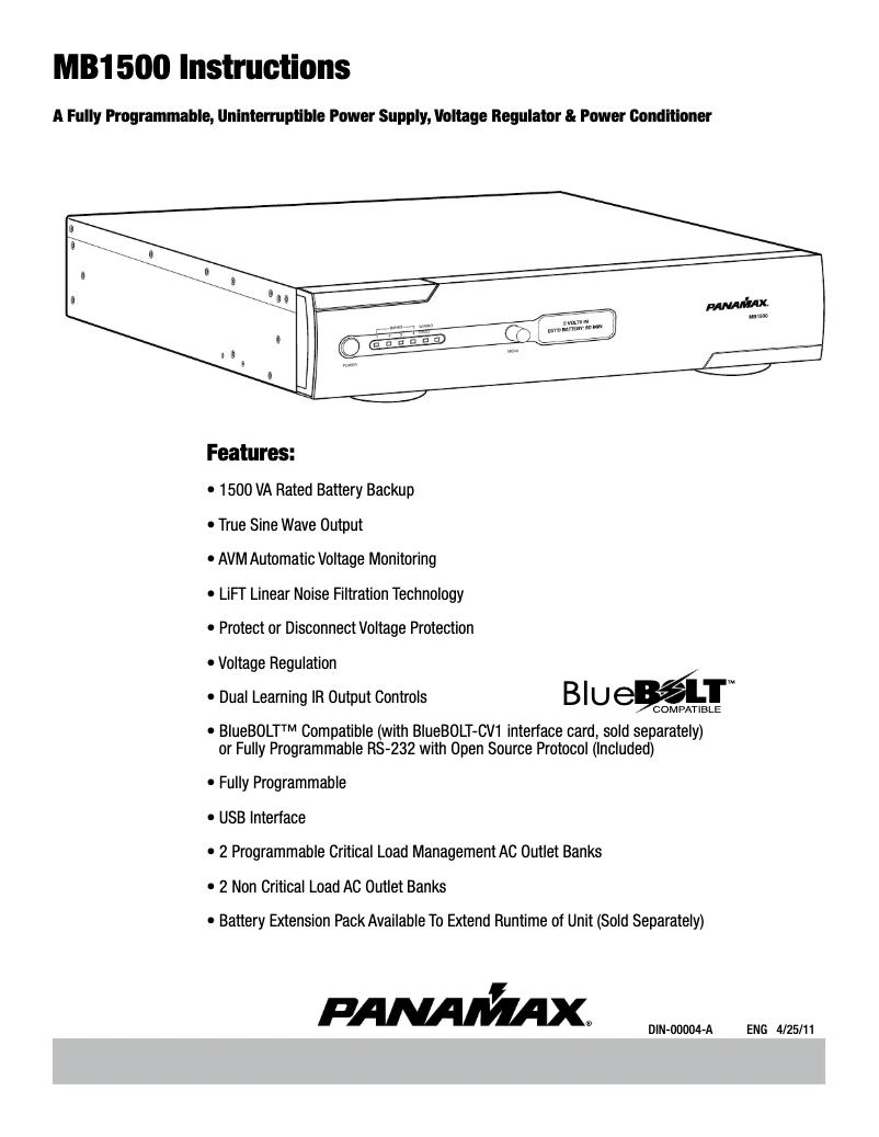 Image de la première page du manuel de l'appareil MB1500