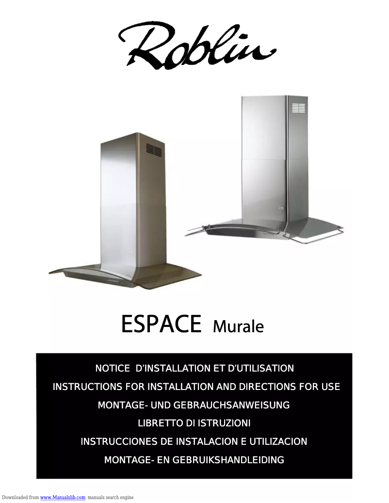 Page n°1 - Manuel utilisateur Roblin Espace