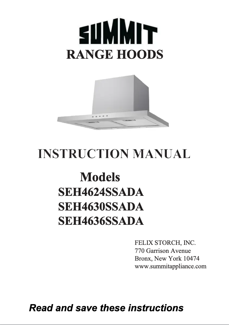 Page 1 de la notice Manuel utilisateur Summit SEH4624SSADA