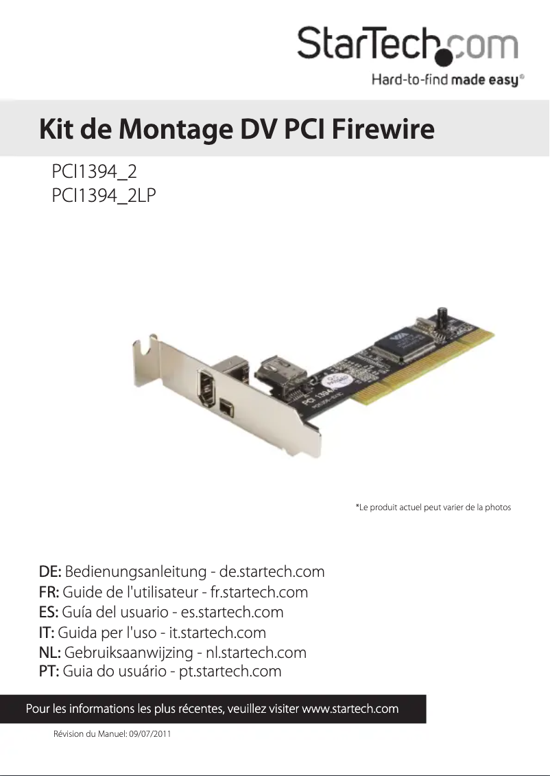 Page n°1 - Manuel utilisateur StarTech.com PCI1394_2LP