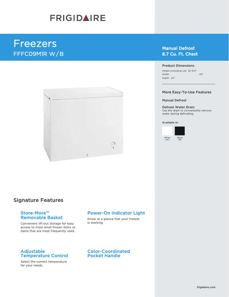 Page n°1 - Fiche technique Frigidaire FFFC09M1R