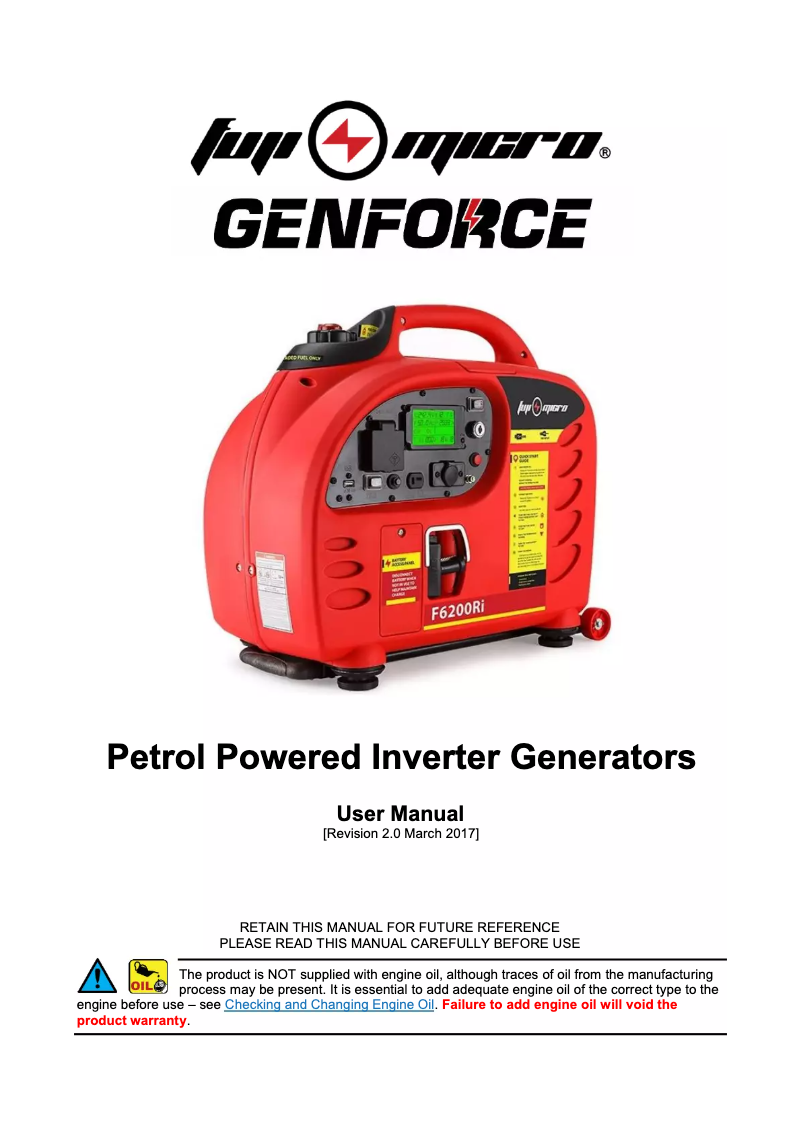 Image de la première page du manuel de l'appareil Micro Genforce F6200RI