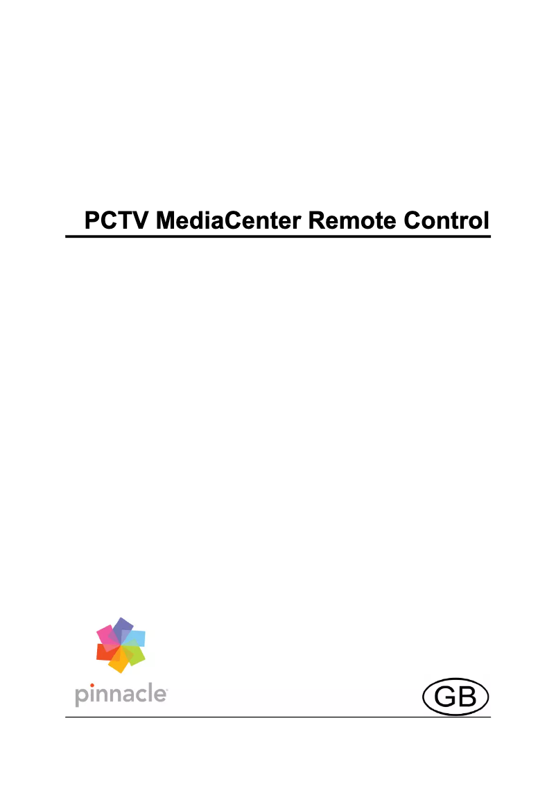 Page 1 de la notice Manuel utilisateur Pinnacle PCTV MediaCenter Remote