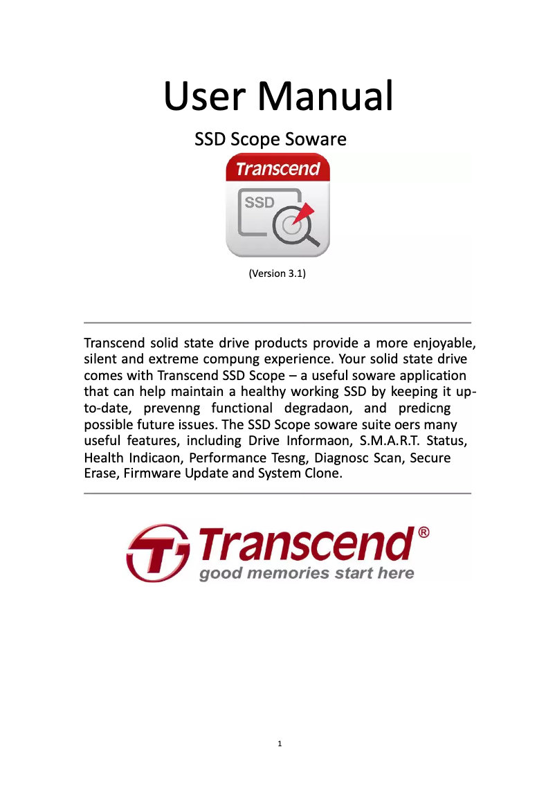 Page 1 de la notice Manuel utilisateur Transcend SSD370