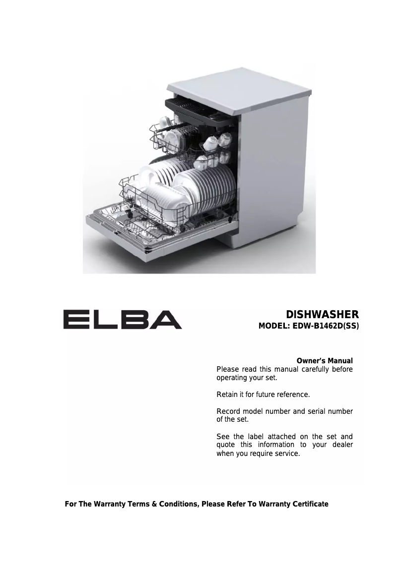Page 1 de la notice Manuel utilisateur Elba EDW-B1462D(SS)