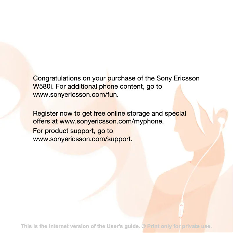 Image de la première page du manuel de l'appareil Ericsson W580i