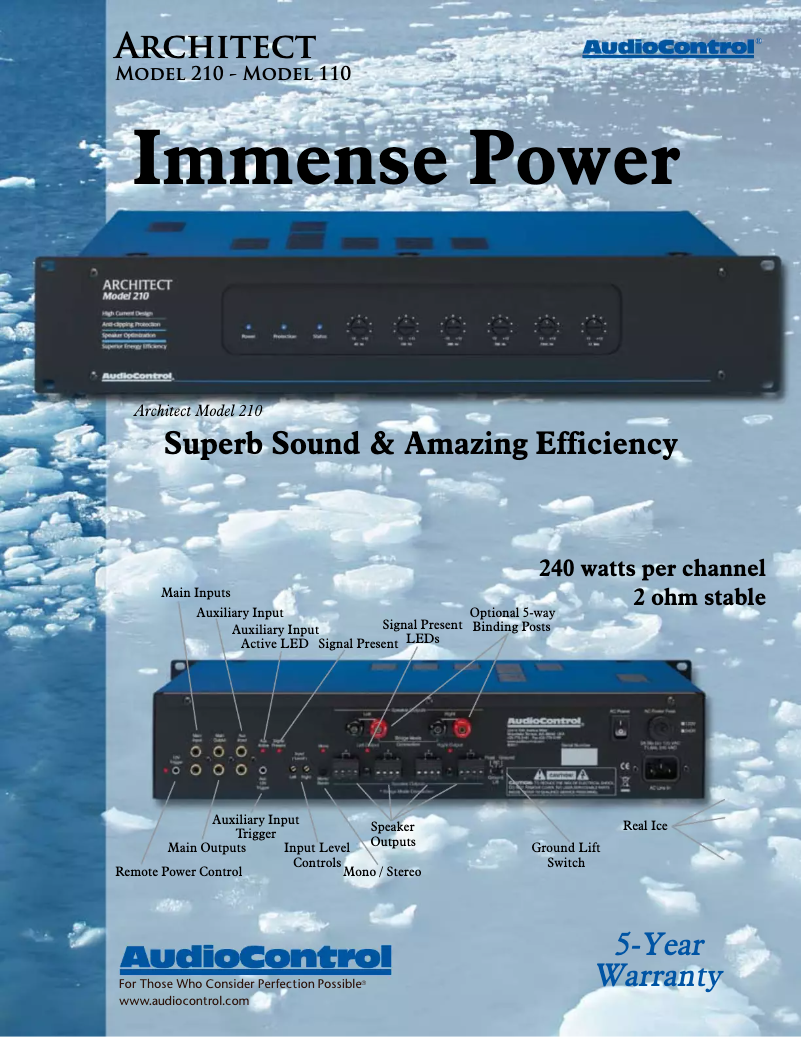 Página 1 del manual Ficha técnica AudioControl Architect