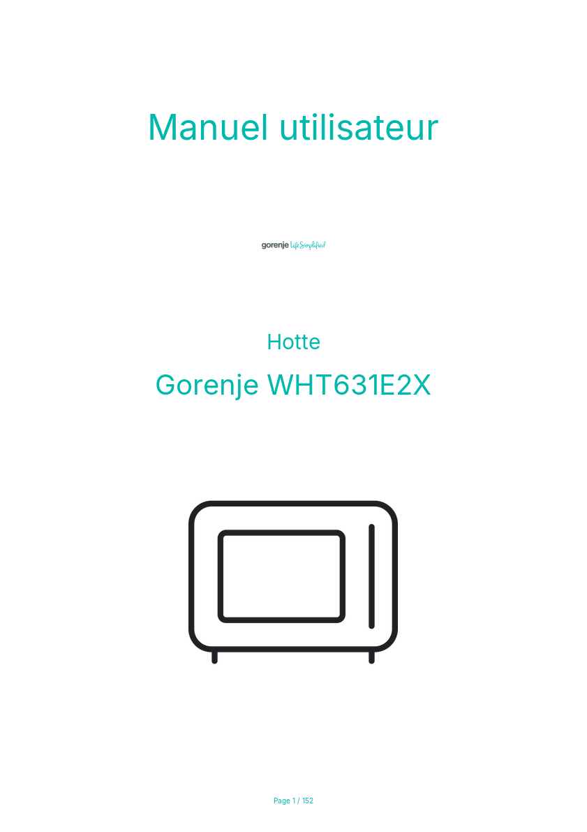 Page n°1 - Manuel utilisateur Gorenje WHT631E2X