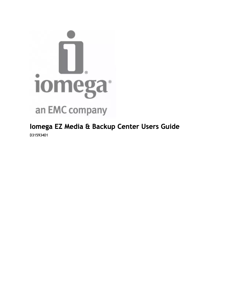 Page n°1 - Manuel utilisateur Iomega EZ Media & Backup Center
