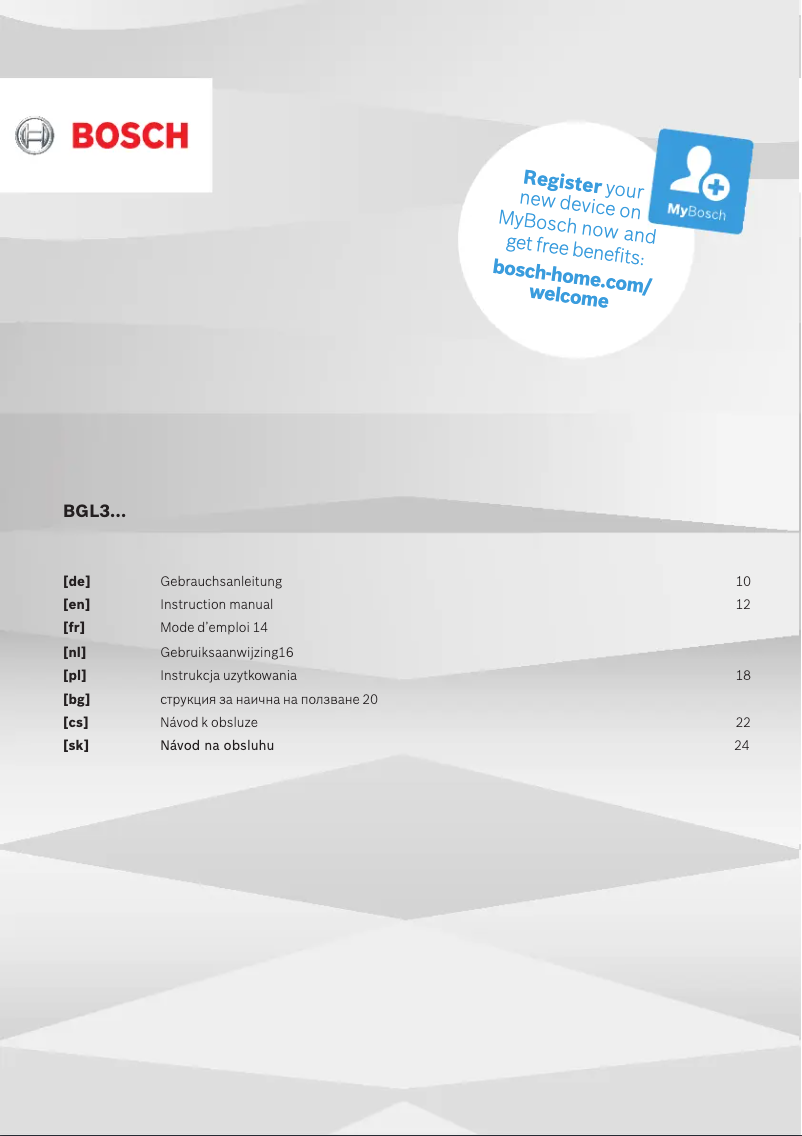 Page n°1 - Manuel utilisateur Bosch BGL3309L