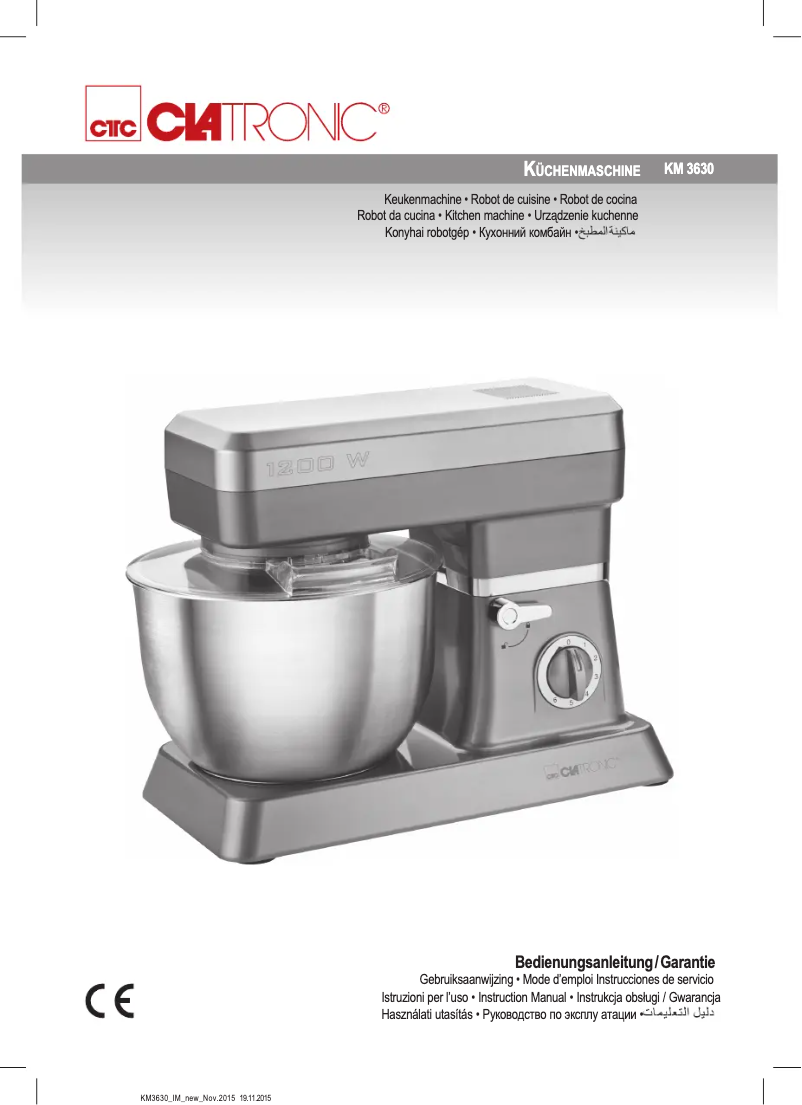 Page 1 de la notice Manuel utilisateur Clatronic KM 3630