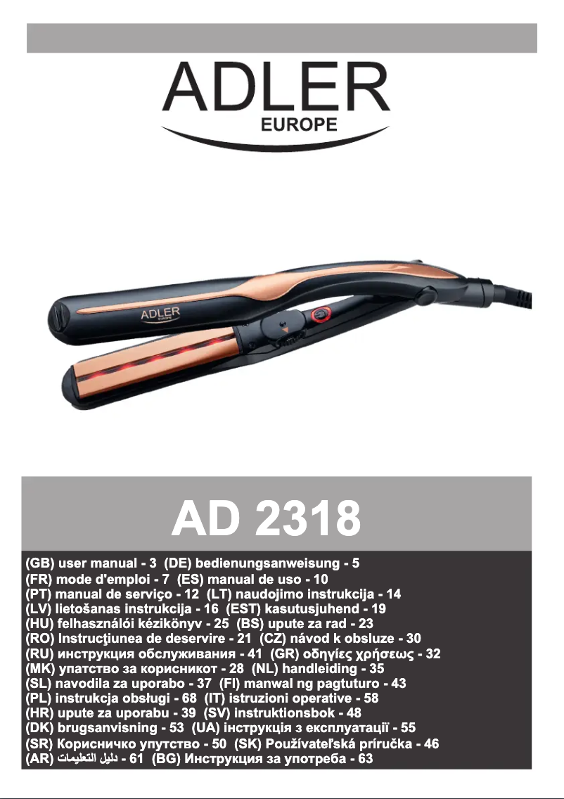 Page 1 de la notice Manuel utilisateur Adler AD 2318