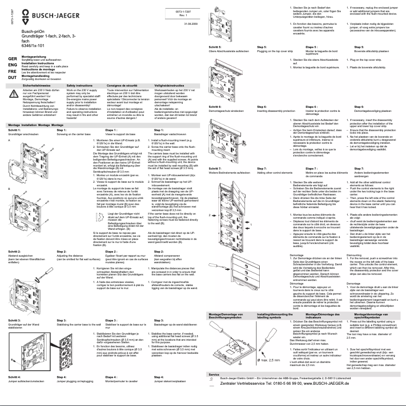 Page 1 de la notice Manuel utilisateur Busch-Jaeger 2CKA006310A0136
