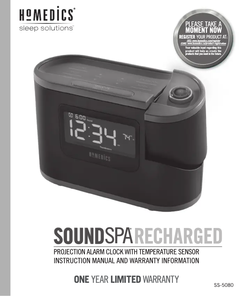 Page n°1 - Manuel utilisateur Homedics SoundSpa Recharged SS-5080