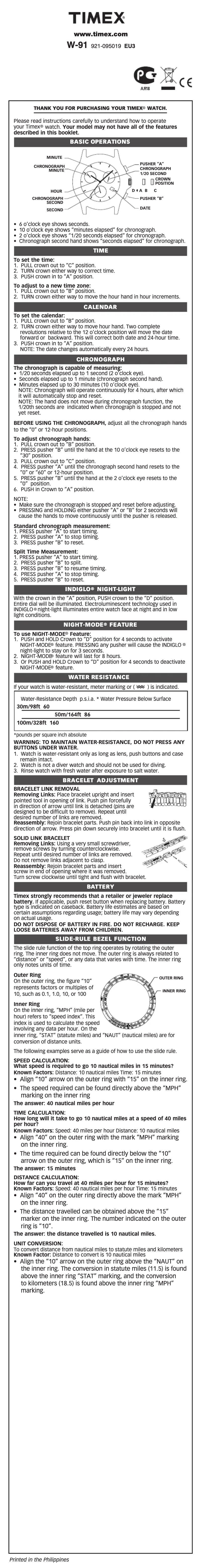 Page 1 de la notice Manuel utilisateur Timex Expedition Field Chronograph T49904