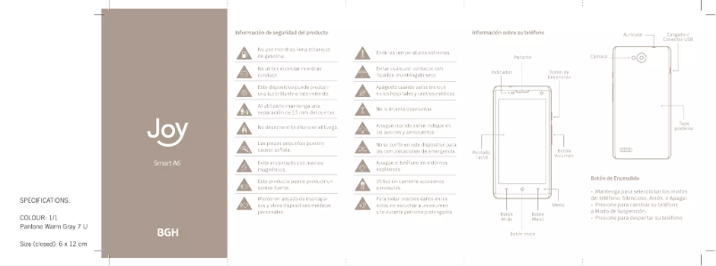 Page 1 de la notice Manuel utilisateur BGH Joy A6