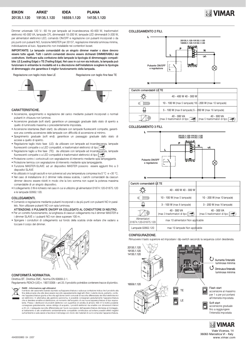 Page 1 de la notice Manuel utilisateur Vimar 20135.1.120.N