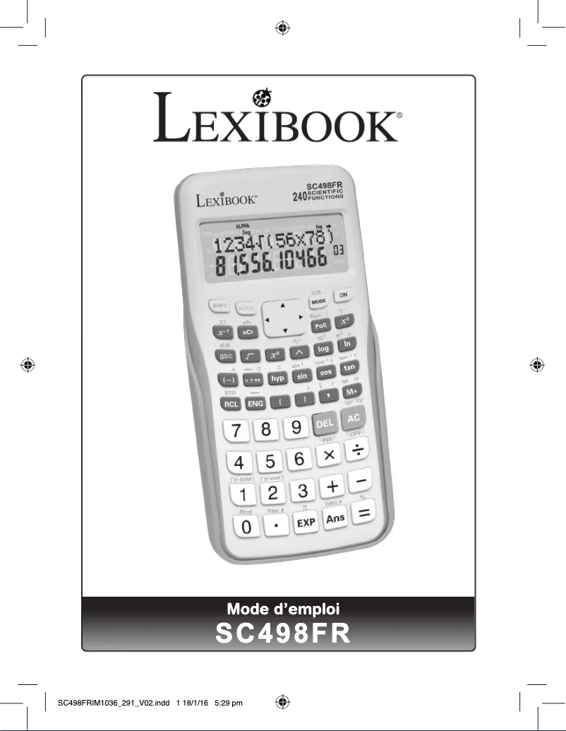 Page 1 de la notice Manuel utilisateur Lexibook SC498FR