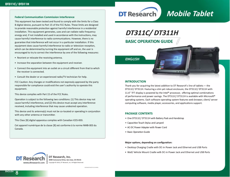 Page n°1 - Manuel utilisateur DT Research DT311H