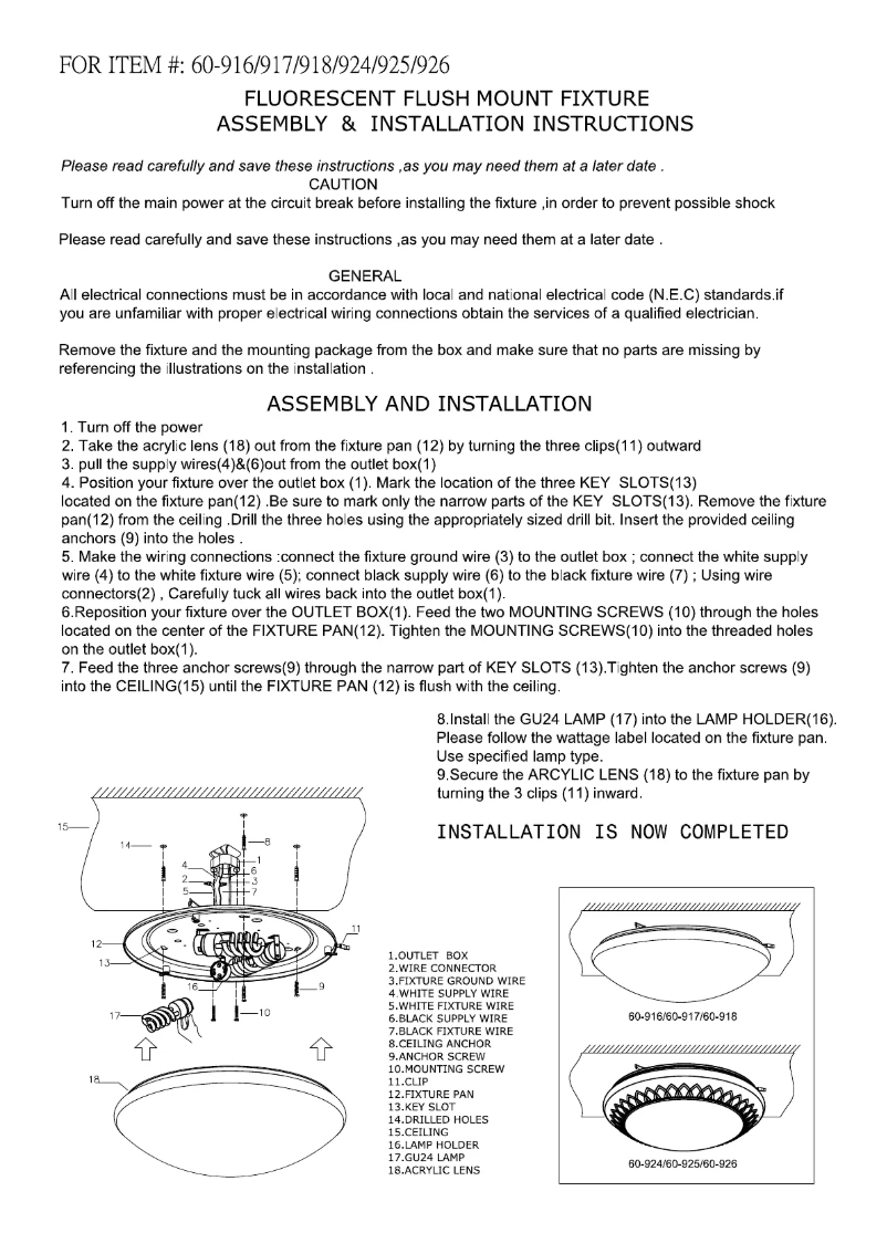 Page n°1 - Manuel utilisateur NUVO Rustica 60/925