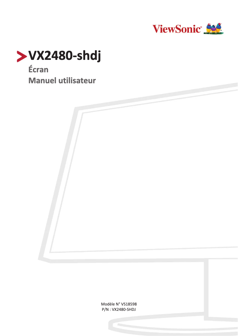 Page 1 de la notice Manuel utilisateur Viewsonic VX2480-SHDJ