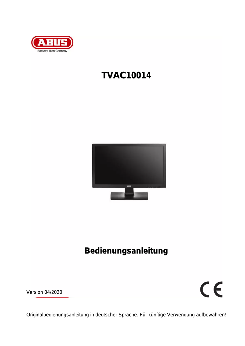 Image de la première page du manuel de l'appareil TVAC10014