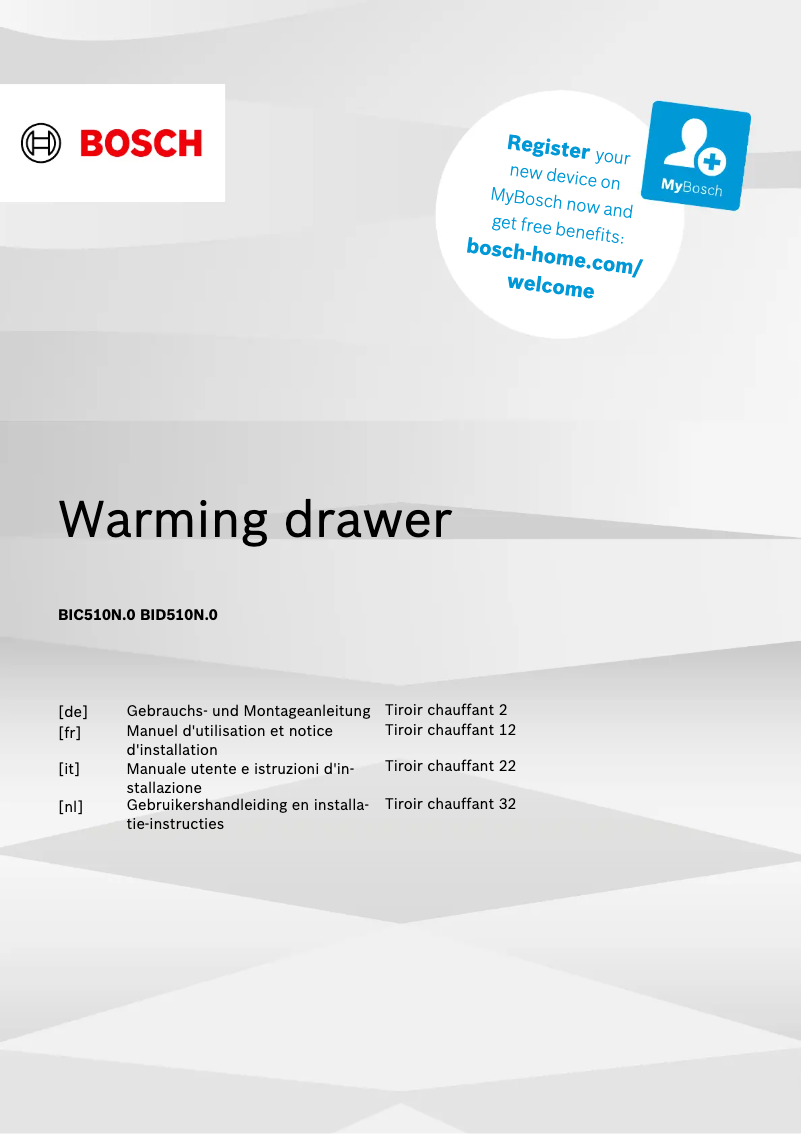 Page n°1 - Manuel utilisateur Bosch BIC510NB0