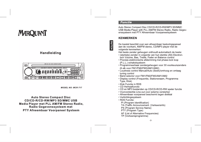 Page 1 de la notice Manuel utilisateur Marquant MCR-717