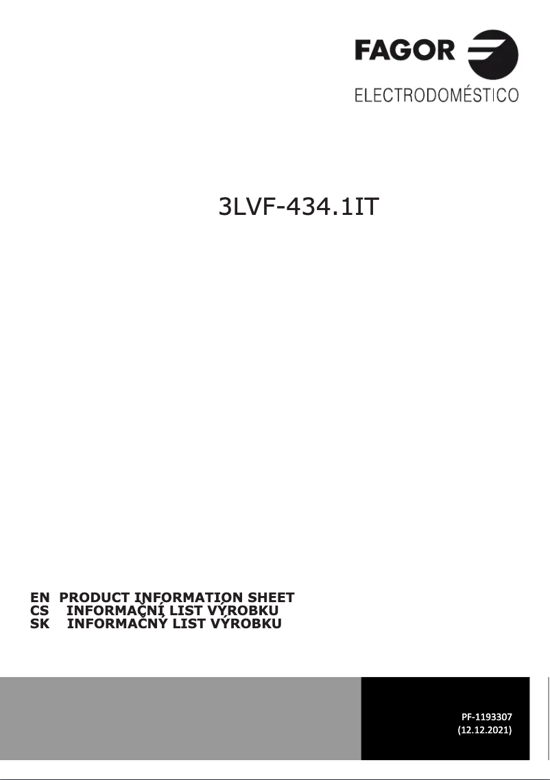 Page n°1 - Fiche technique Fagor 3LVF-434.1IT