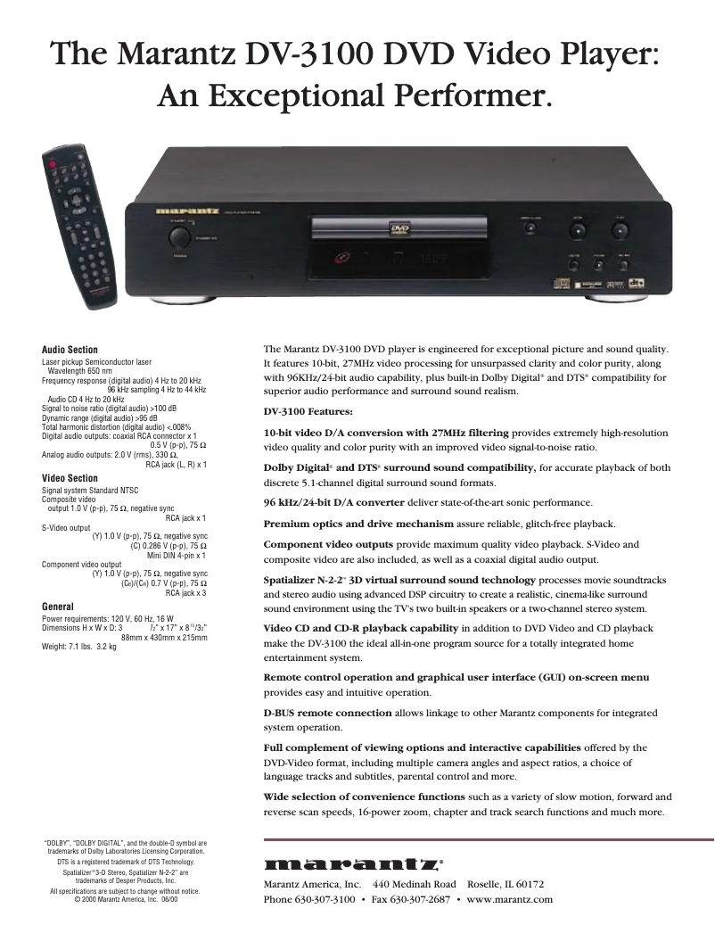 Image de la première page du manuel de l'appareil DV3100