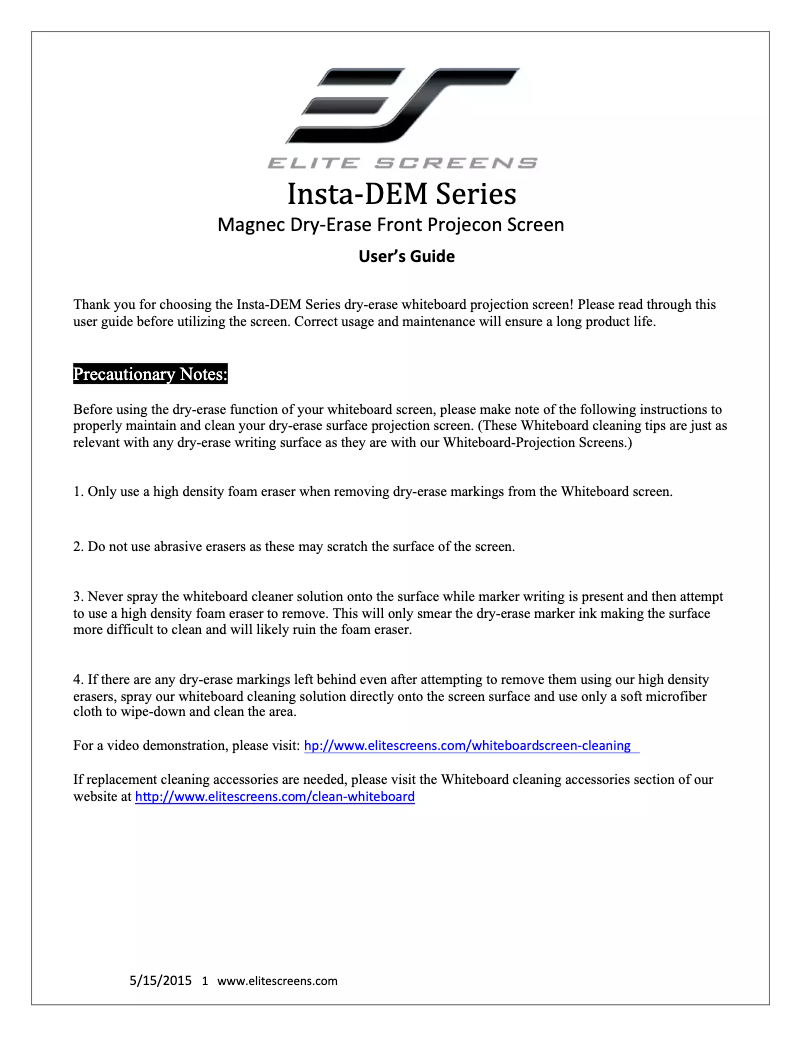 Imagen de la primera página del manual del dispositivo Insta-DEM IWB52VWM