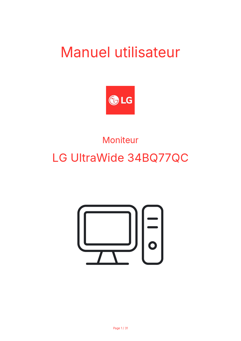 Image de la première page du manuel de l'appareil UltraWide 34BQ77QC